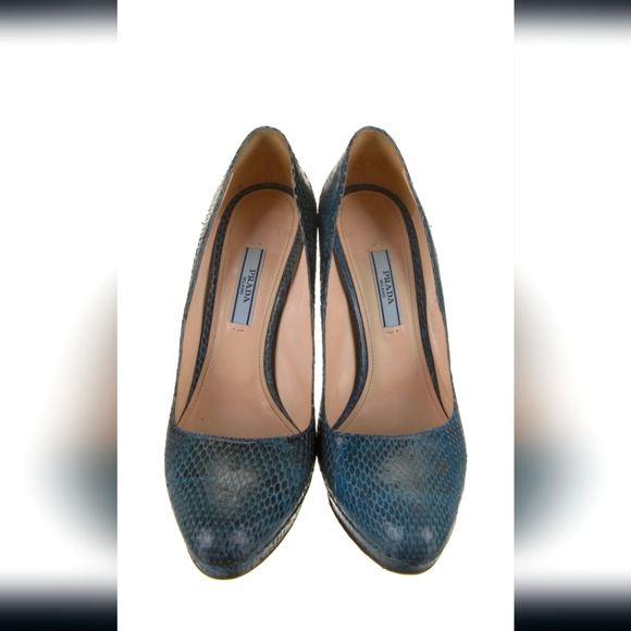 Blue Snakeskin Prada Pumps - Picture 3 of 5